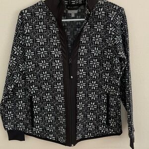 Talbots Black and White Snowflake Pattern Jacket